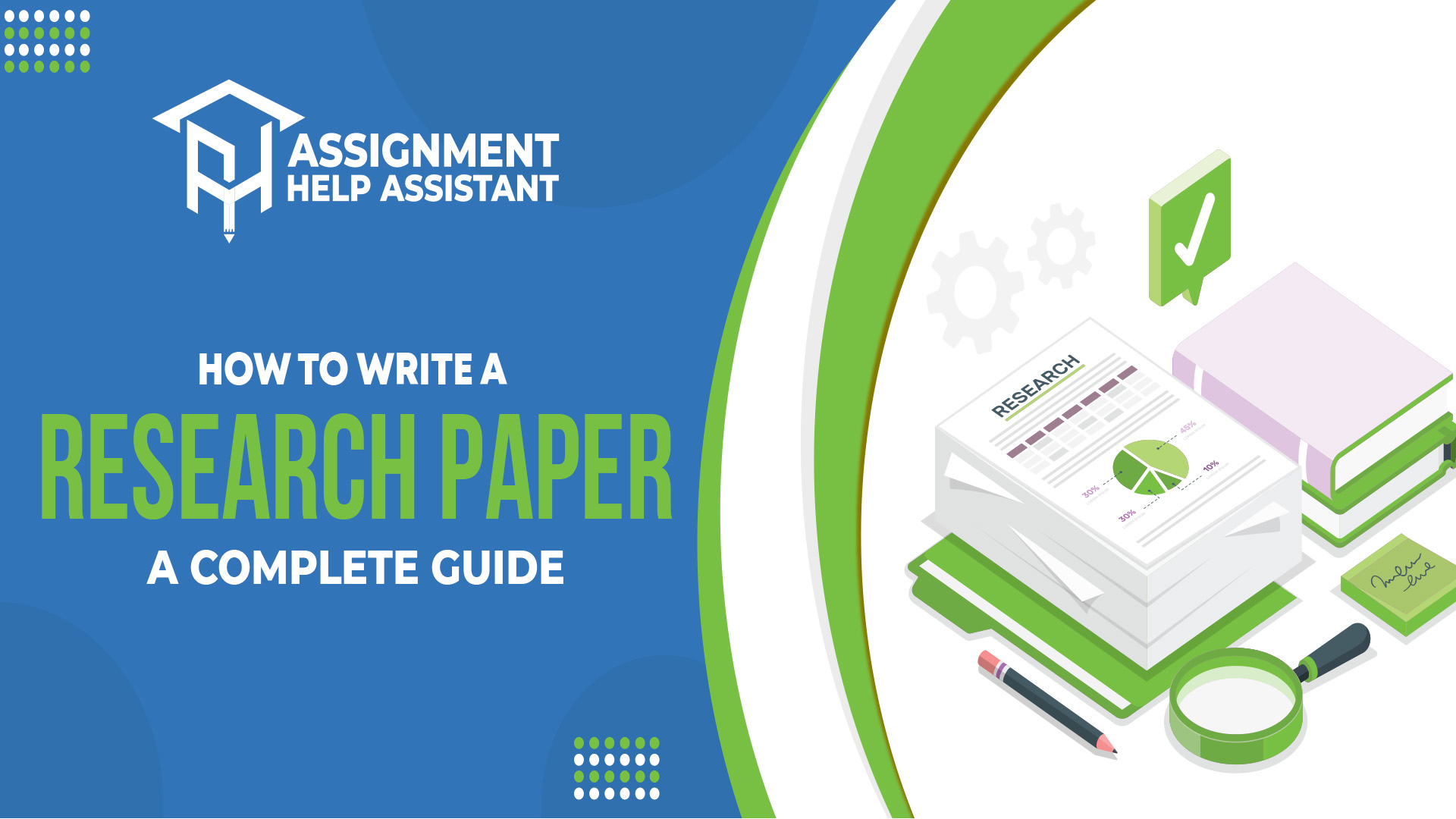 How to write a research paper-complete guide banner with assignmenthelpassistant logo